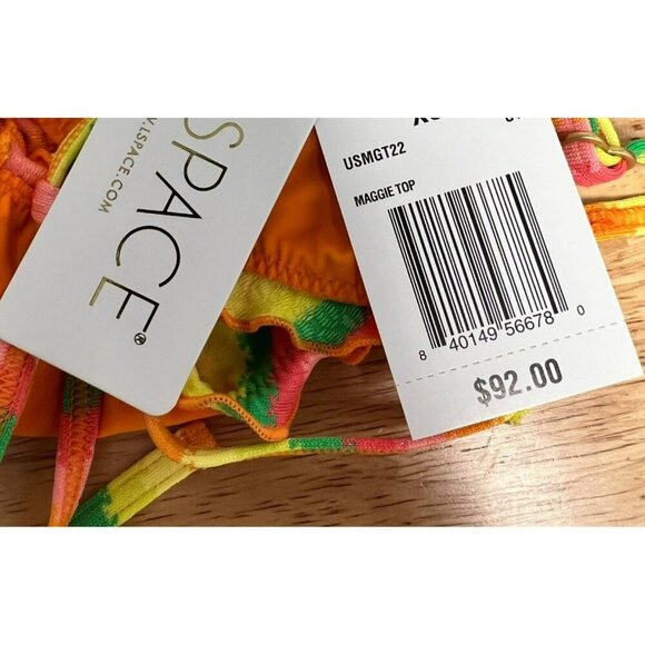 L*Space Women’s Maggie Bikini Top Neon Multicolor Striped Size Small New - Picture 7 of 8
